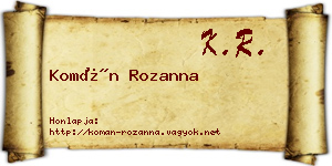 Komán Rozanna névjegykártya